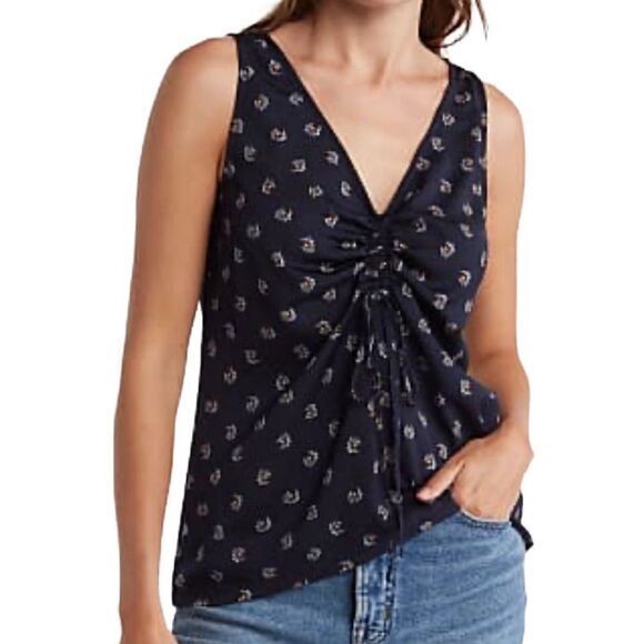 Melrose and Market women's top XS floral shirred‎ bust enhancing sleeveless New - Picture 1 of 9